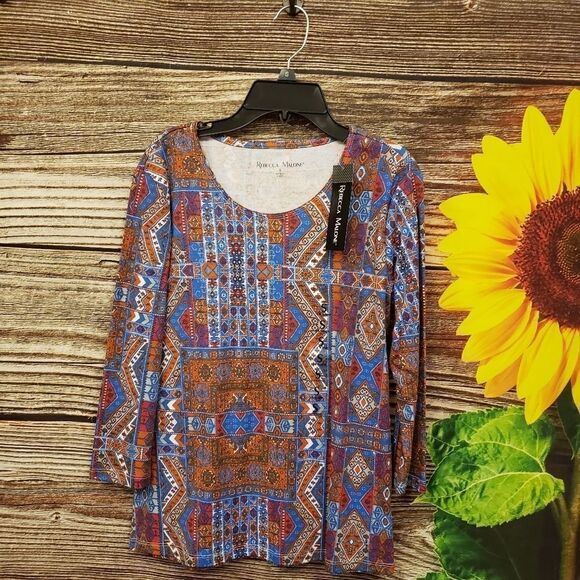 Rebecca Malone scoop neck Pullover shirt Medium - Picture 1 of 6